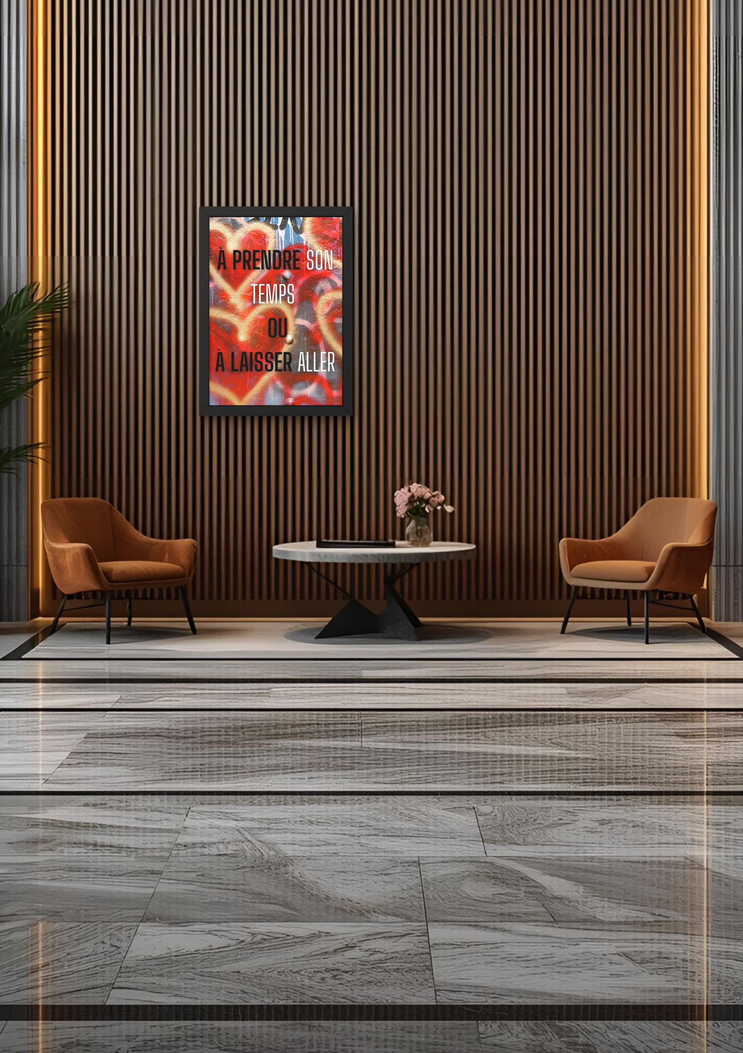 À PRENDRE OU À LAISSER cœurs - Affiche A2 encadrée