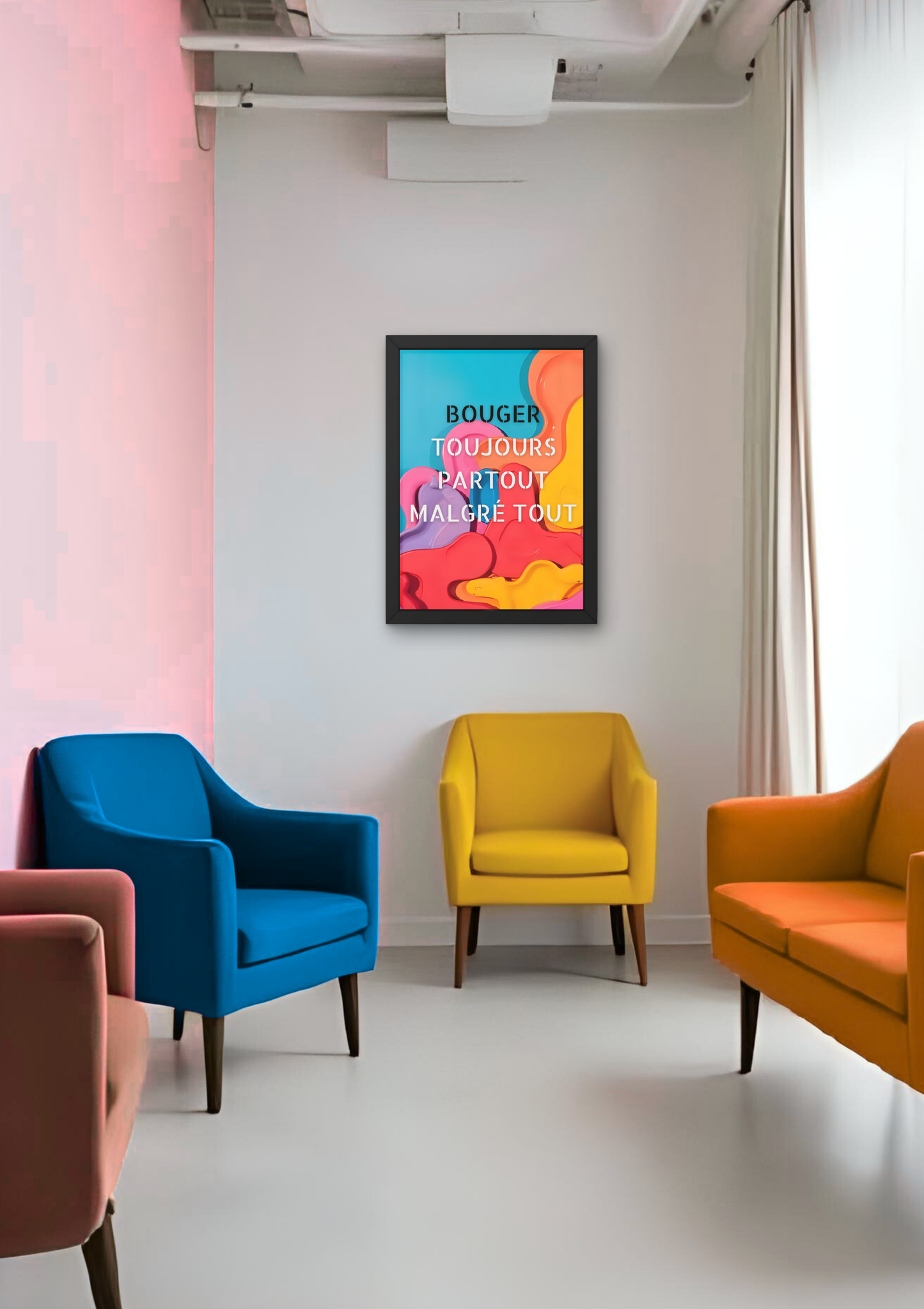 BOUGER color waves - Affiche A2 encadrée