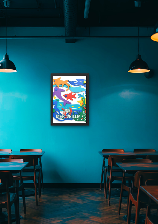 MERVEILLE poissons - Affiche A2 encadrée
