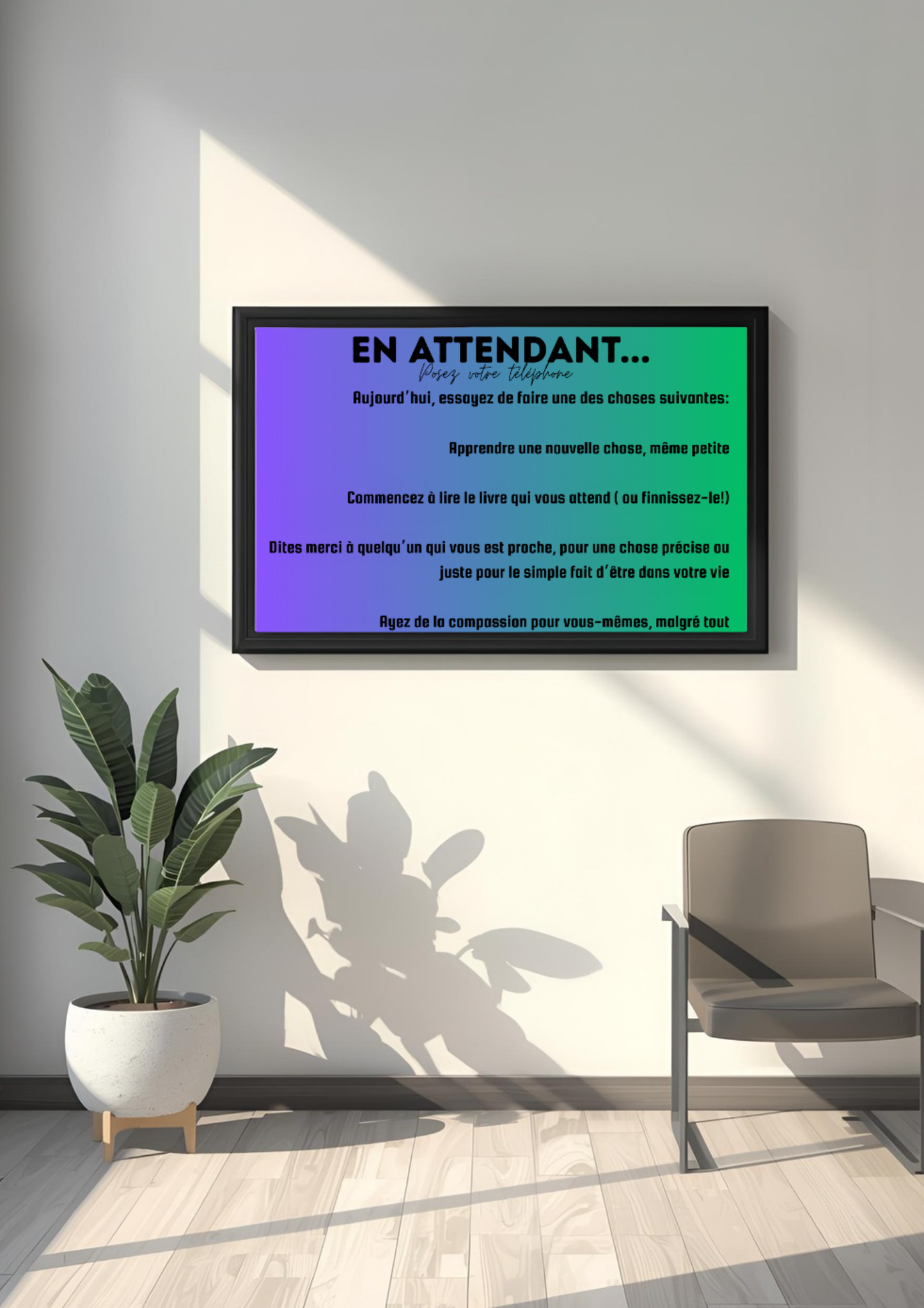 EN ATTENDANT progrès -  Affiche A2 encadrée