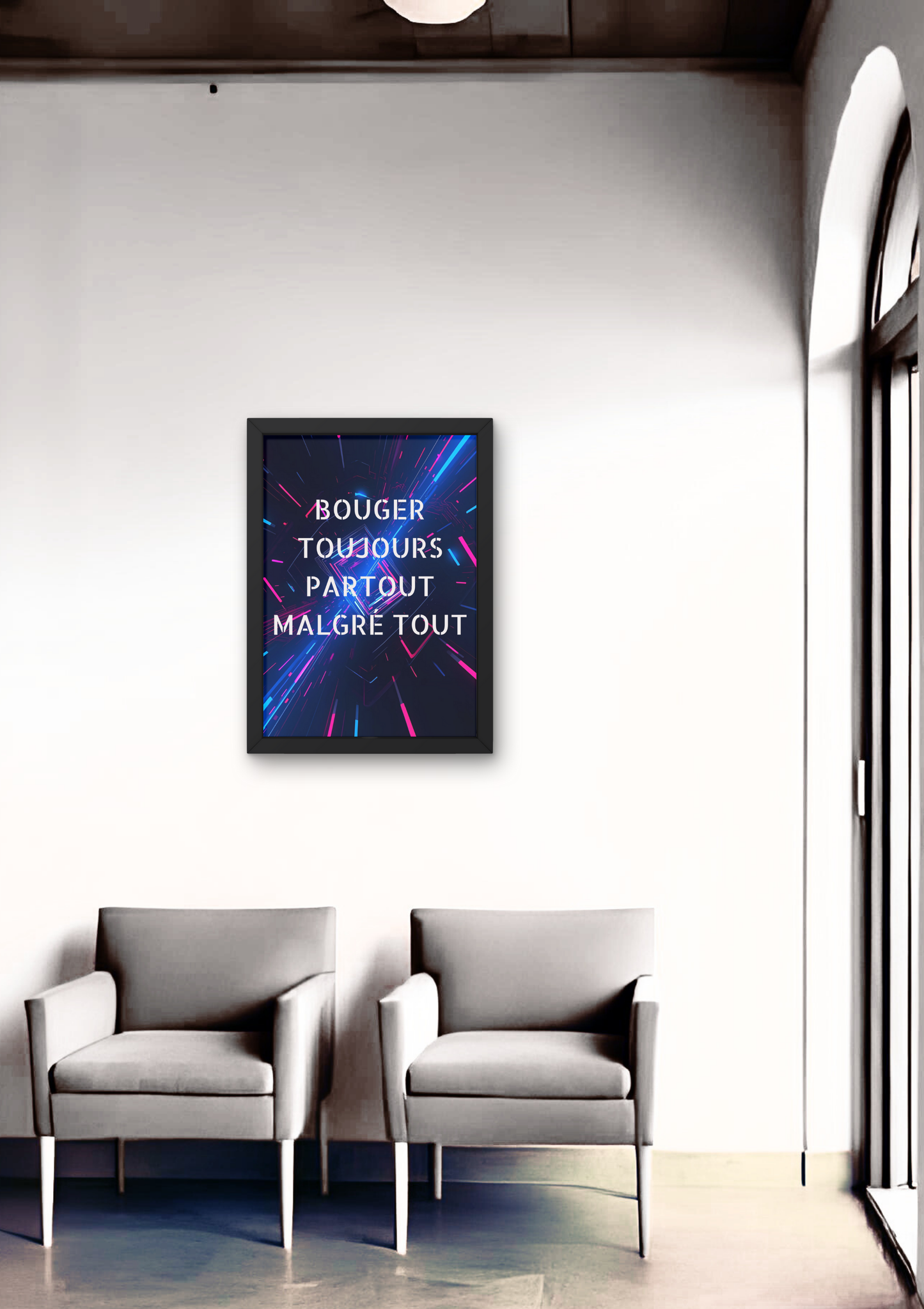 BOUGER néon -  Affiche A2 encadrée