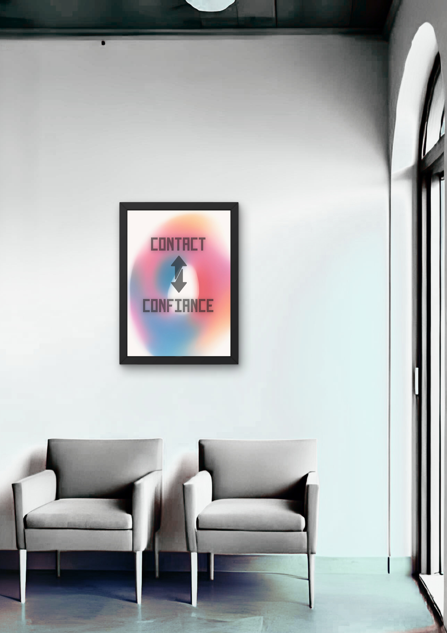 CONTACT CONFIANCE abstrait  -  Affiche A2 encadrée