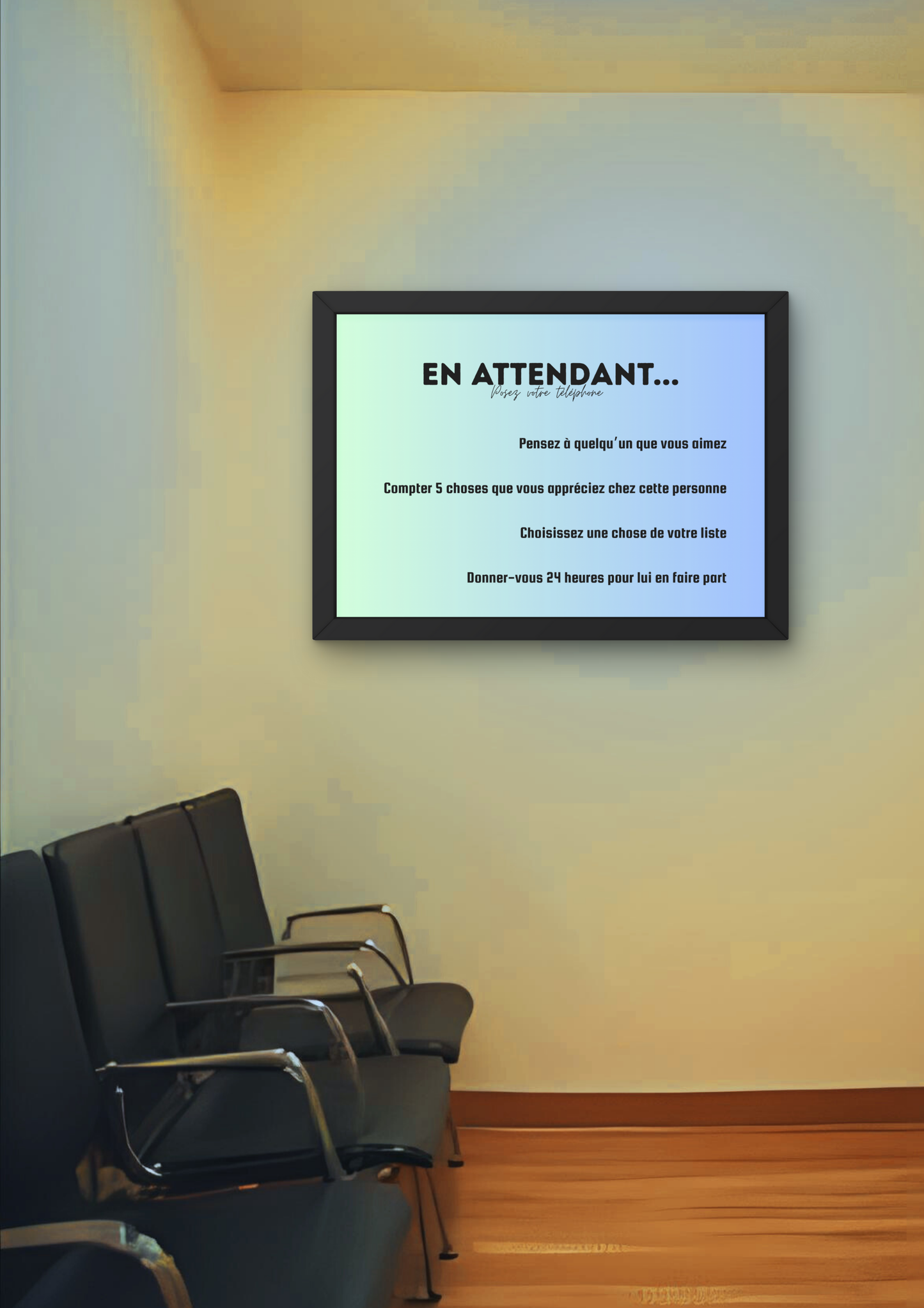 EN ATTENDANT pensées et partage -  Affiche A2 encadrée