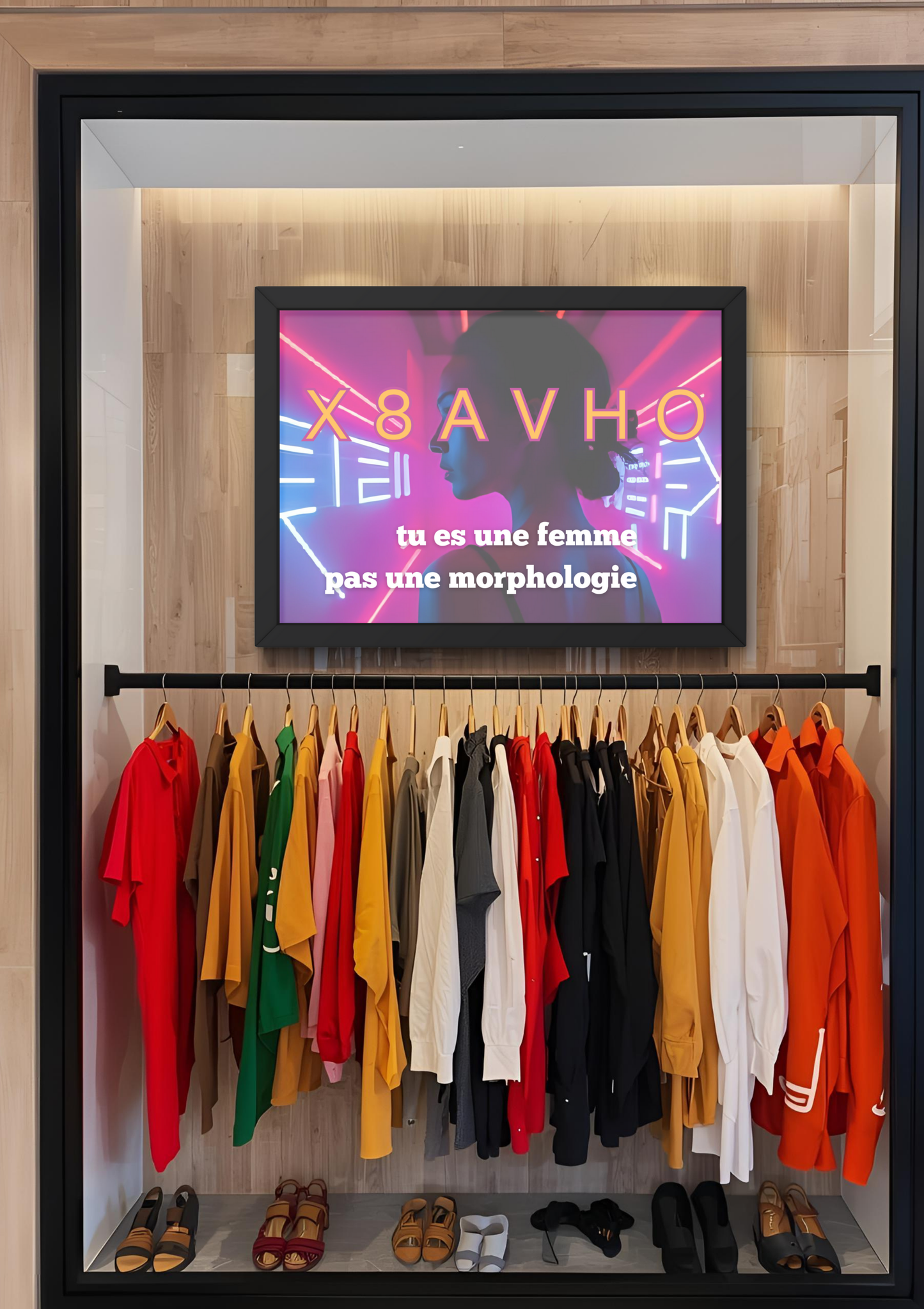 X8AVHO néon -  Affiche A2 encadrée