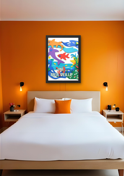 MERVEILLE poissons  -  Affiche A2 encadrée