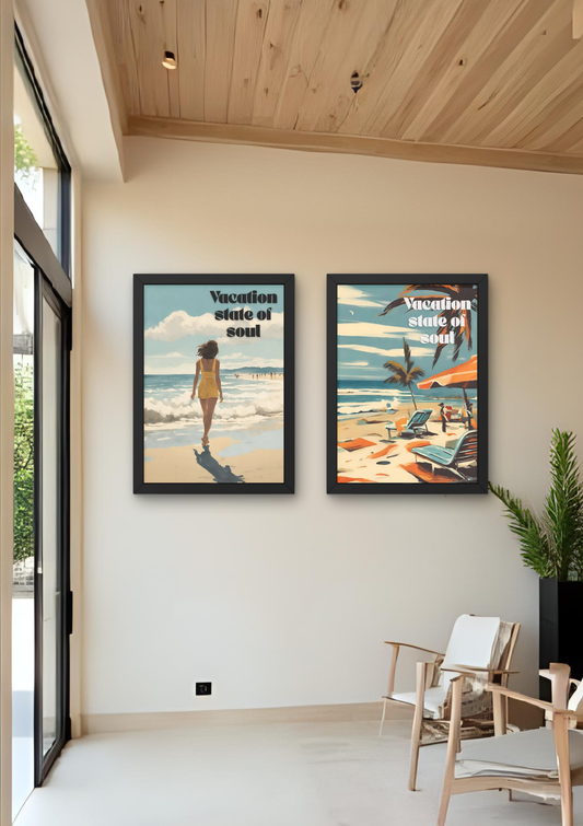 VACATION STATE OF SOUL Plaja -  Affiche A2 encadrée
